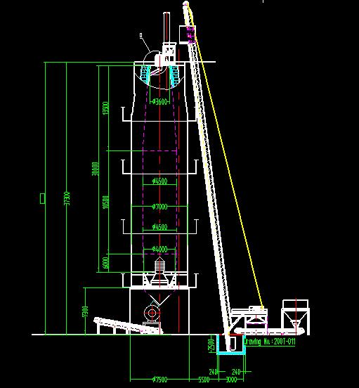 200吨环保石灰窑竖窑图纸