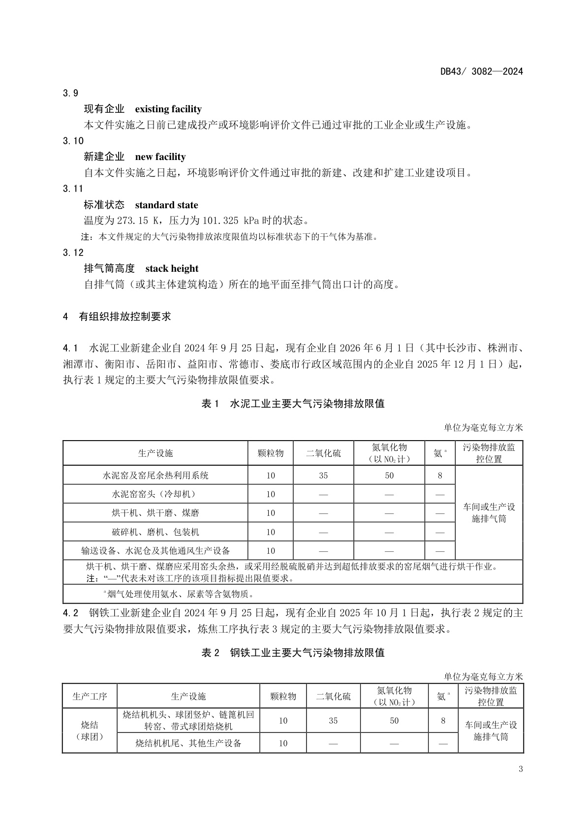 工业炉窑主要大气污染物排放标准（湖南省地方标准 DB43/3082--2024)